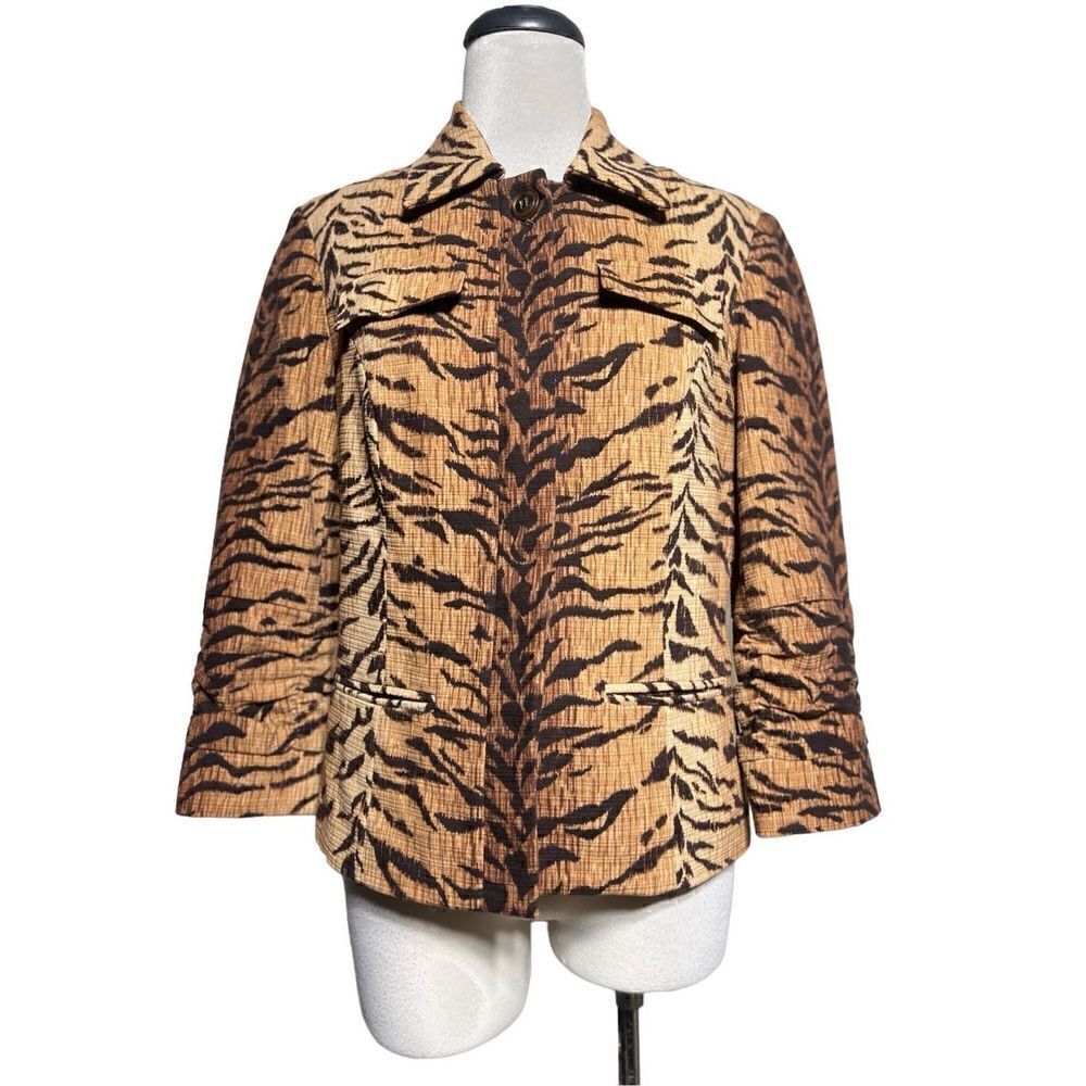Anthracite Animal Print Fitted Jacket Blazer Size 6